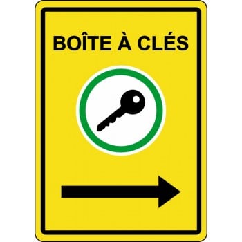 Affiche de sécurité: Boîte à clés flèche droite jaune