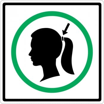 Affiche de sécurité pour piscine: obligatoire - cheveux attachés