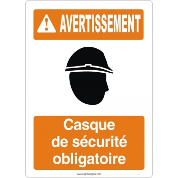 Affiche de sécurité aux normes OSHA-ANSI: AVERTISSEMENT casque de sécurité obligatoire