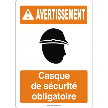 Affiche de sécurité aux normes OSHA-ANSI: AVERTISSEMENT casque de sécurité obligatoire