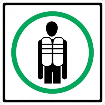 Affiche de sécurité pour piscine: obligatoire - veste de flottaison