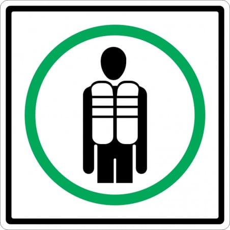 Affiche de sécurité pour piscine: obligatoire - veste de flottaison