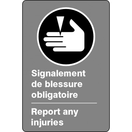 Affiche de sécurité aux normes CSA bilingue: Signalement de blessure obligatoire