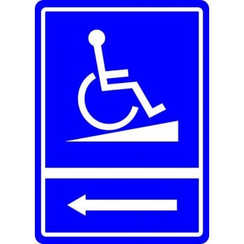 Affiche pour mobilité réduite: Rampe D'accès pour handicapé flèche gauche