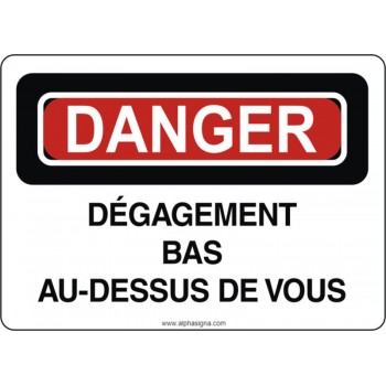 Affiche de sécurité: DANGER Dégagement bas au-dessus de vous