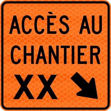 Panneau de travaux routiers: Accès au chantier, flèche à droite