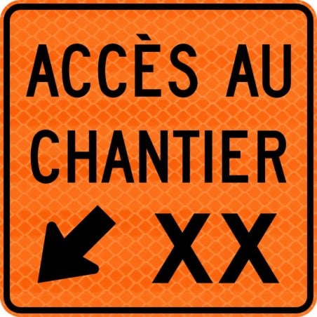 Panneau de travaux routiers: Accès au chantier, flèche à gauche