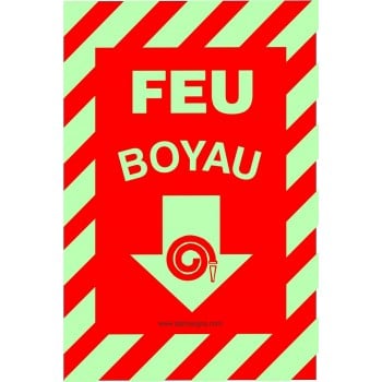 Affiche photoluminescente de sécurité-incendie, plat, avec contour ligné: Boyau