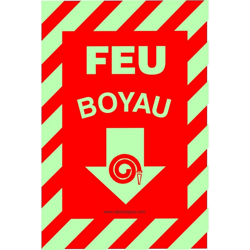 Affiche photoluminescente de sécurité-incendie, plat, avec contour ligné: Boyau