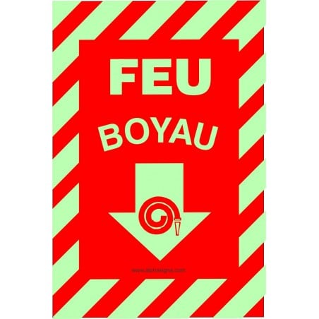 Affiche photoluminescente de sécurité-incendie, plat, avec contour ligné: Boyau
