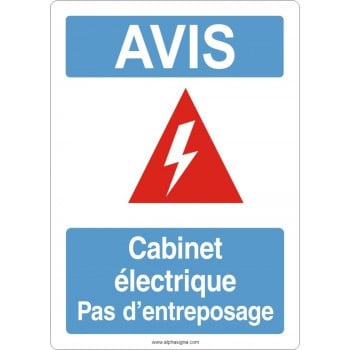 Affiche de sécurité aux normes OSHA-ANSI: AVIS cabinet électrique pas d'entreposage