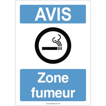 Affiche de sécurité aux normes OSHA-ANSI: AVIS zone fumeur