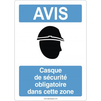 Affiche de sécurité aux normes OSHA-ANSI: AVIS casque de sécurité obligatoire dans cette zone