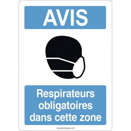 Affiche de sécurité aux normes OSHA-ANSI: AVIS respirateurs obligatoires dans cette zone