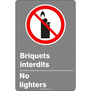 Affiche de sécurité aux normes CSA bilingue: Briquet interdit