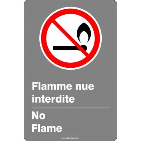 Affiche de sécurité aux normes CSA bilingue: Flamme nue interdite