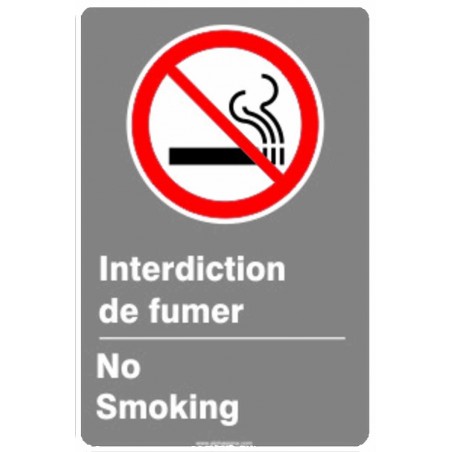 Affiche de sécurité aux normes CSA bilingue: Interdiction de fumer
