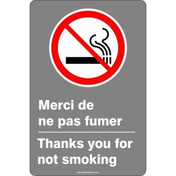 Affiche de sécurité aux normes CSA bilingue: Merci de ne pas fumer