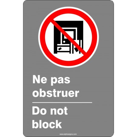 Affiche de sécurité aux normes CSA bilingue: Ne pas obstruer
