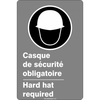Affiche de sécurité aux normes CSA bilingue: Casque de sécurité obligatoire