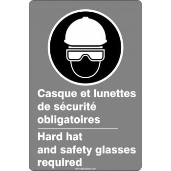 Affiche de sécurité aux normes CSA bilingue: Casque et lunettes de sécurité obligatoires