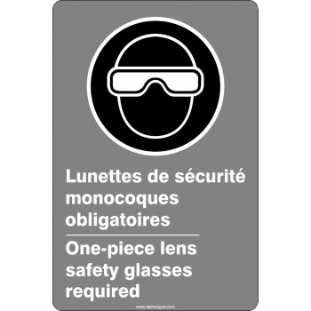 Affiche de sécurité aux normes CSA bilingue: Lunettes de sécurité monocoques obligatoire