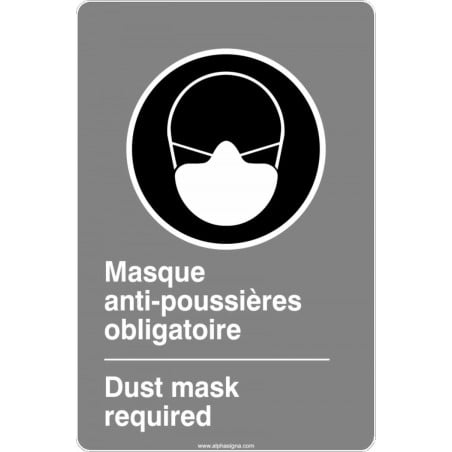 Affiche de sécurité aux normes CSA bilingue: Masque anti-poussières obligatoire
