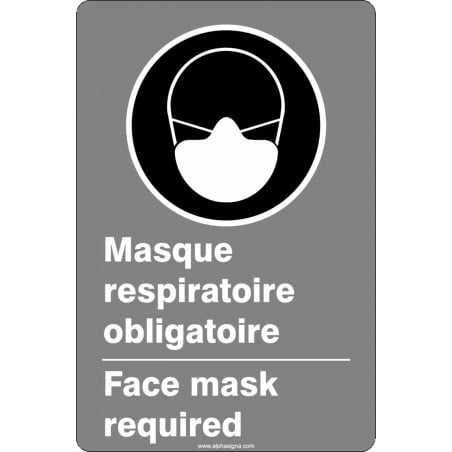 Affiche de sécurité aux normes CSA bilingue: Masque respiratoire obligatoire