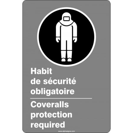 Affiche de sécurité aux normes CSA bilingue: Habit de sécurité obligatoire