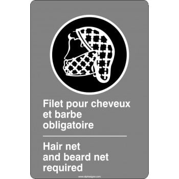 Affiche de sécurité aux normes CSA bilingue: Filet pour cheveux et barbe obligatoire