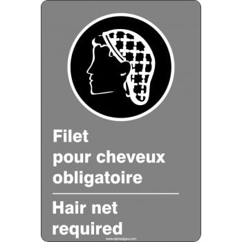 Affiche de sécurité aux normes CSA bilingue: Filet pour cheveux obligatoire