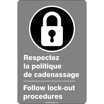Affiche de sécurité aux normes CSA bilingue: Respectez la politique de cadenassage