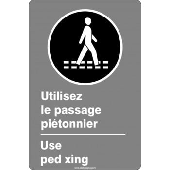 Affiche de sécurité aux normes CSA bilingue: Utilisez le passage piétonnier