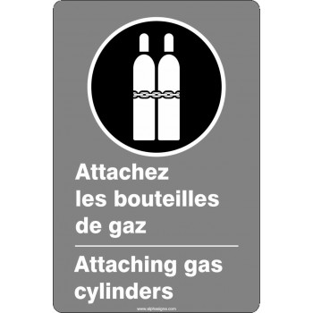 Affiche de sécurité aux normes CSA bilingue: Attachez les bouteilles de gaz