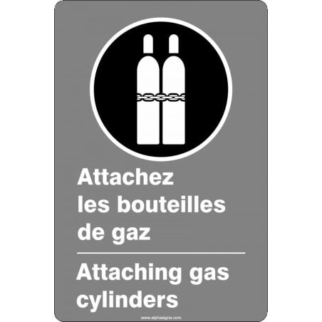 Affiche de sécurité aux normes CSA bilingue: Attachez les bouteilles de gaz