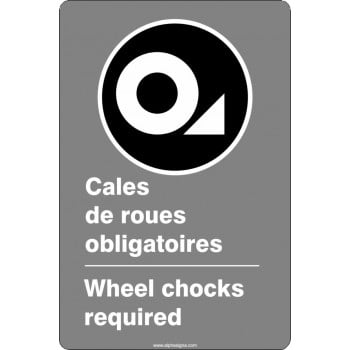 Affiche de sécurité aux normes CSA bilingue: Cales de roue obligatoires