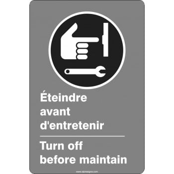 Affiche de sécurité aux normes CSA bilingue: Éteindre avant d'entretenir