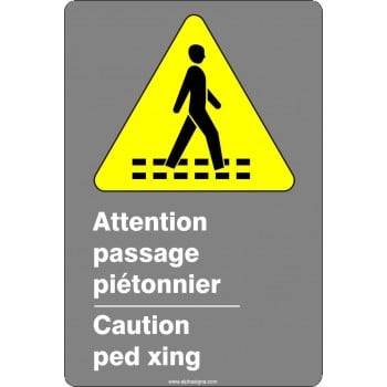 Affiche de sécurité aux normes CSA bilingue: Attention passage piétonnier