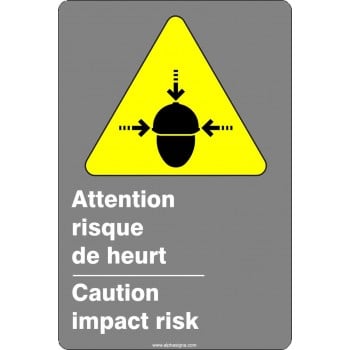 Affiche de sécurité aux normes CSA bilingue: Attention risque de heurt