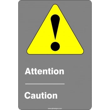 Affiche de sécurité aux normes CSA bilingue: Attention