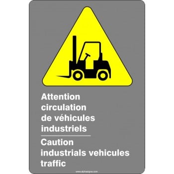 Affiche de sécurité aux normes CSA bilingue: Attention circulation de véhicules industriels