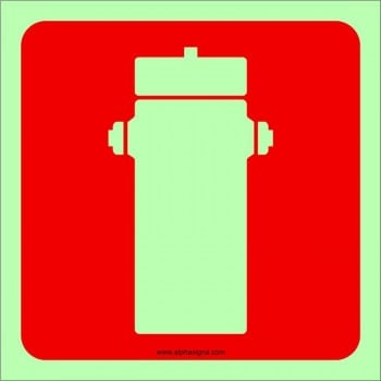 Affiche photoluminescente de sécurité-incendie: Pictogramme Borne d'incendie