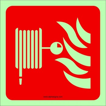 Affiche photoluminescente de sécurité-incendie: Pictogramme Boyau d'incendie