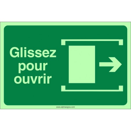 Affiche photoluminescente d'urgence: Porte bonhomme (flèche vers la droite)