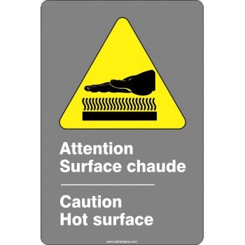Affiche de sécurité aux normes CSA bilingue: Attention surface chaude