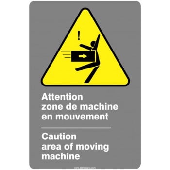 Affiche de sécurité aux normes CSA bilingue: Attention zone de machine en mouvement