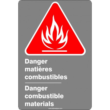 Affiche de sécurité aux normes CSA bilingue: Danger Matières combustibles