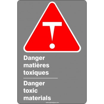 Affiche de sécurité aux normes CSA bilingue: Danger Matières toxiques (en forme de T)