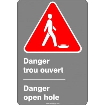 Affiche de sécurité aux normes CSA bilingue: Danger trou ouvert