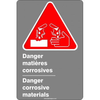 Affiche de sécurité aux normes CSA bilingue: Danger Matières corrosives